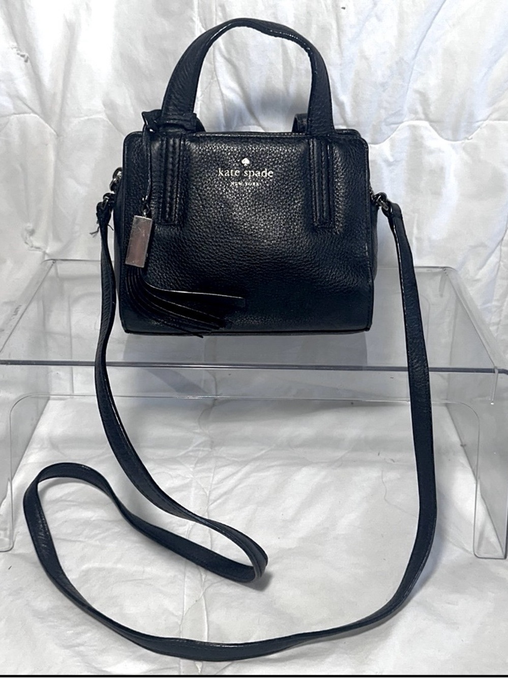 kate spade Black Pebbled Leather Mini Crossbody Satchel